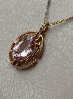 18k金镶钻石摩根石项链