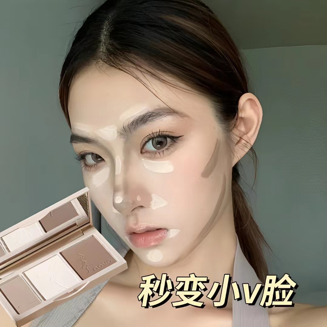 NOVO三色生姜高光修容盘细闪脸部提亮闪粉哑光侧阴鼻影初学一体盘 - 图2