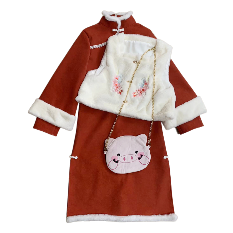 宴清都汉服原创旗袍女改良冬款加绒加厚马甲国风少女温柔刺绣套装,淘宝优惠券,粉丝福利购,淘宝优惠卷