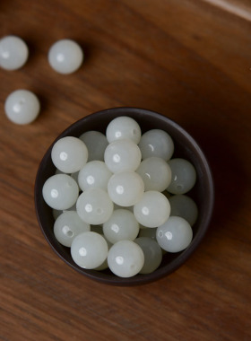 和田玉散珠羊脂白玉珠子