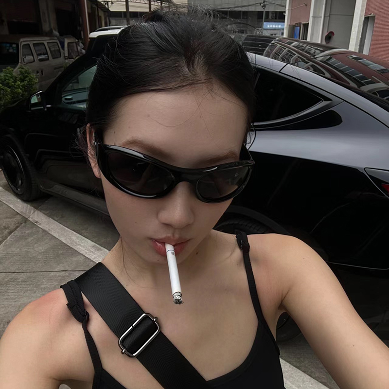 gm运动骑行爬山墨镜女Y2K辣妹猫眼偏光防紫外线近视太阳镜男显瘦