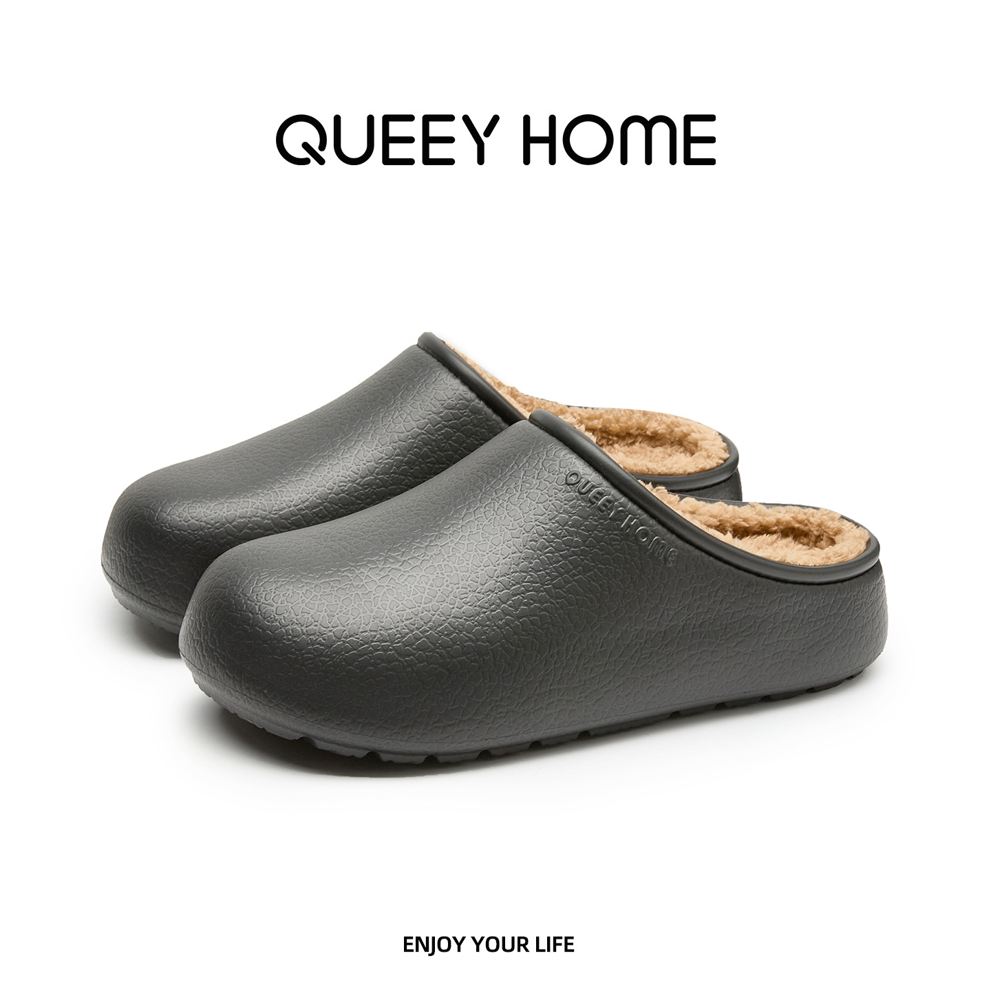 加绒防水棉拖鞋女2025新款抑菌室内保暖厚底EVA外穿毛绒勃肯鞋冬 - 图2