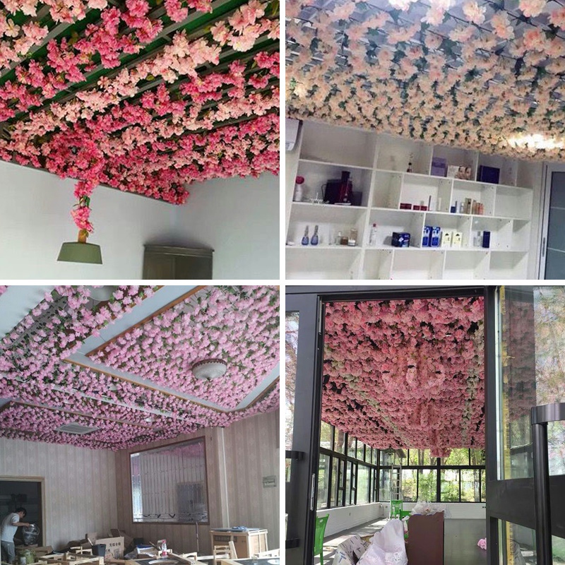 仿真樱花花藤空调管道遮挡房顶吊顶室内装饰塑料花条藤条缠绕垂吊 - 图1