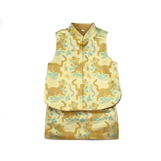 Lovely baby-huhushengwei sister and brother outfit Chinese style boy vest girl suit birthday one-year-old outfit