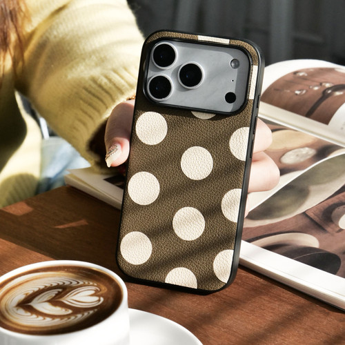 里面LM｜波点手机壳红白圆波普安迪适用iphone17proMax华为Pura 80三星定制手工质感色个性真皮小众不撞壳 - 图3