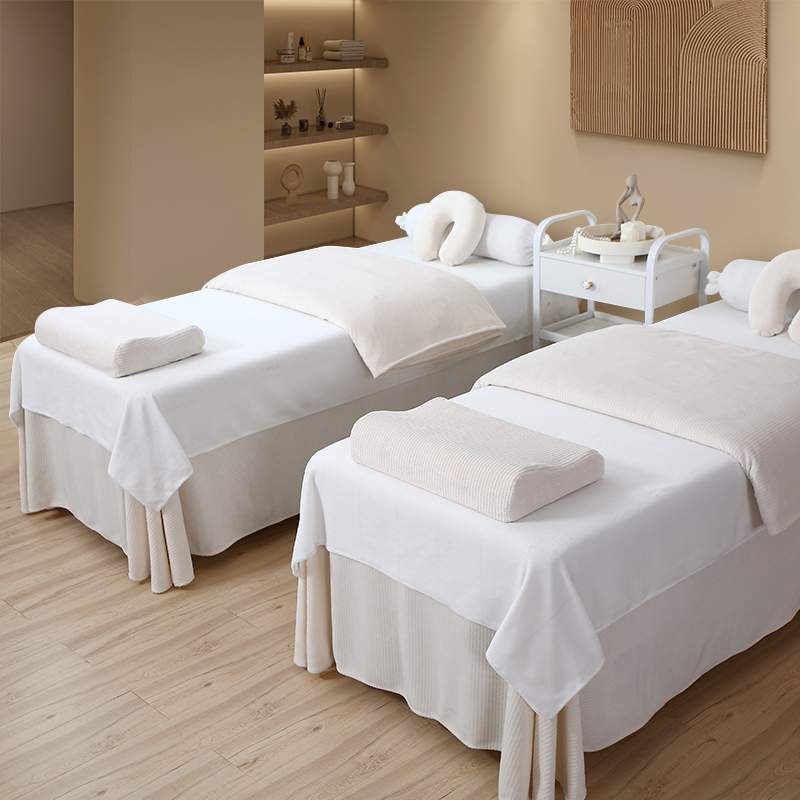 网红美容床罩四件套高档轻奢牛奶绒美容院按摩床单件四季通用头疗 - 图0