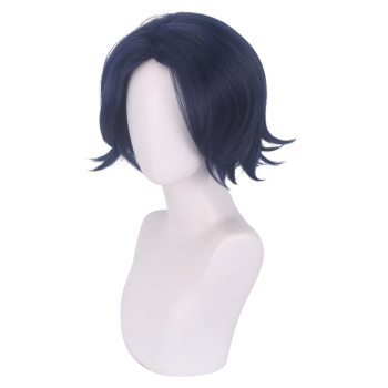 Crane Butterfly Tokyo Swastika Avengers COSPLAY wig ສີຟ້າເຂັ້ມ ສີຟ້າສີມ່ວງ ຜົມສັ້ນ ຜົມສັ້ນ ສ່ວນກາງ ຜົມປອມ