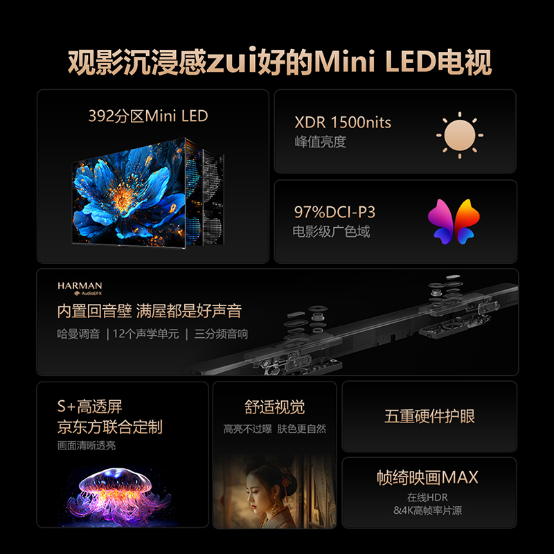 创维75A5D Pro 75英寸内置回音壁Mini LED电视机 家用液晶电视 85 - 图1