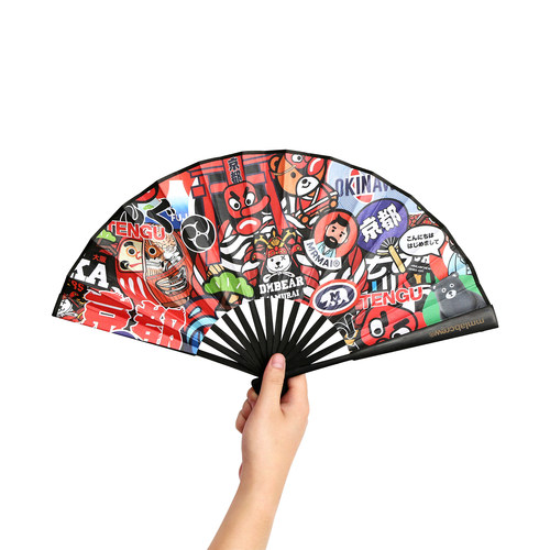mmlabcrew kyoto京都限定复古和风图案绢布传统日式折扇 - 图0
