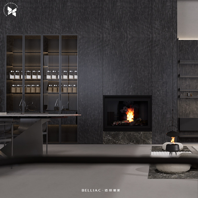 佰丽爱家现代简约橱柜灰色大理石台面岛台厨房设计定制金,淘宝优惠券,粉丝福利购,淘宝优惠卷