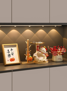 招财猫钥匙收纳玄关摆件入户门鞋柜电视柜家居装饰品乔迁新居礼品