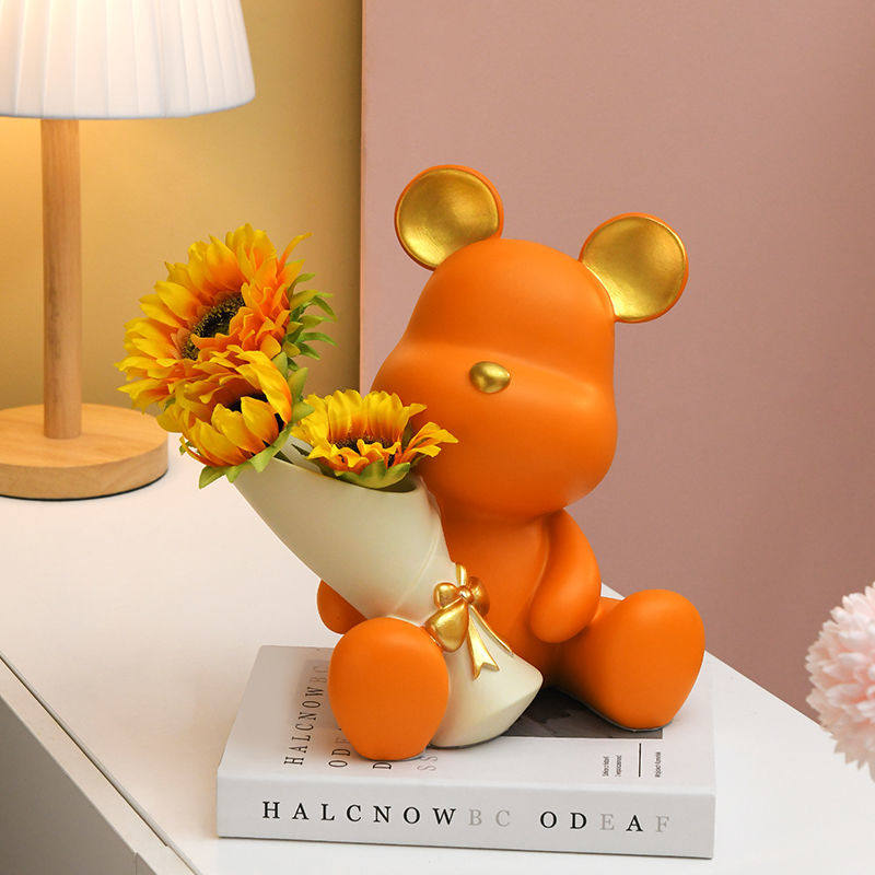 网红ins暴力熊花瓶插花仿真花假花客厅电视酒柜装饰品摆件高级感,淘宝优惠券,粉丝福利购,淘宝优惠卷