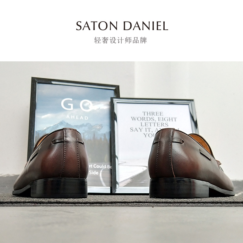 Loafer乐福鞋男鞋英伦真皮鞋流苏商务休闲韩版men套脚一脚蹬Shoes-图2