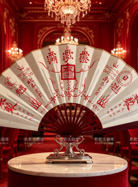 紫薇法扇玉皇百解三清朱砂画手工宣纸折扇道家扇子道门定制高级