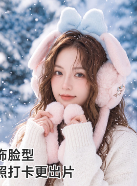 玉桂狗气动耳罩新冬防寒保暖毛绒耳暖女耳包骑行防风护耳朵高颜值
