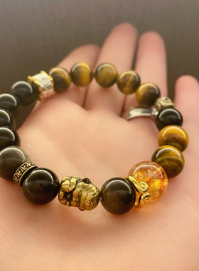 虎眼石男款悟空多宝手链小众