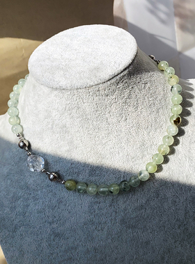 白水晶新款葡萄发绿萤石手串项链
