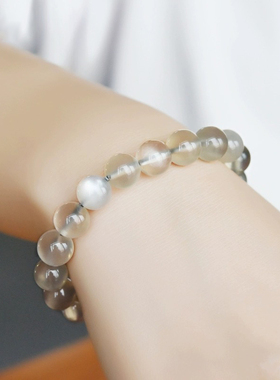 精品银光灰月光石手链冰种月亮石