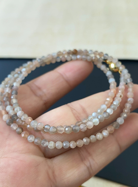 天然月光石黑骨干多圈手链项链