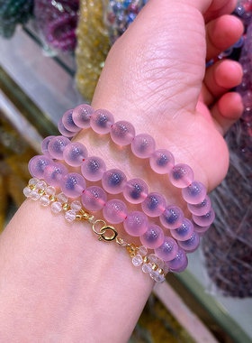 精品天然粉糖心玛瑙手链