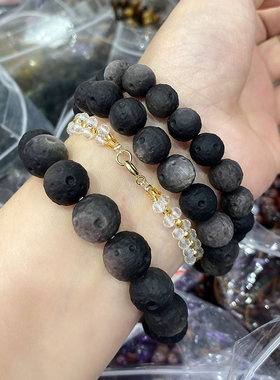 收藏级天然银曜石月球陨石手链