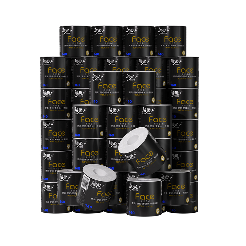 洁柔黑face卷纸纸巾4层加厚卷筒纸140g54卷卫生纸家用实惠装 - 图3