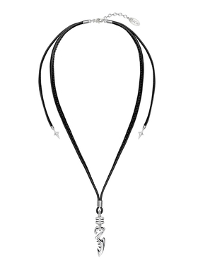 个性黑色牛皮绳鲨鱼设计项链酷潮