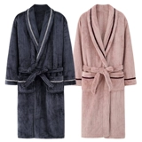 Мужской демисезонный коралловый бархатный длинный фланелевый банный халат для влюбленных, утепленная зимняя пижама