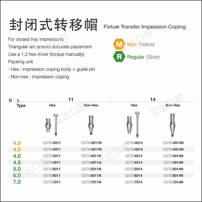 奥齿泰种植体配件OSSTEM替代体开窗式印模转移杆封闭式转移帽-图0