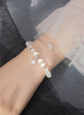 猫蛰女生纯银猫眼石手链