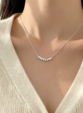 猫蛰S925纯银小方块项链