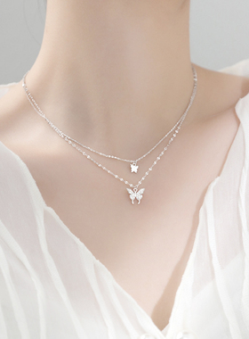 猫蛰女款纯银蝴蝶项链