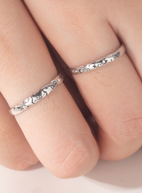 猫蛰S925纯银猫狗情侣戒指