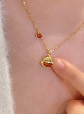 猫蛰S999足银萌马元宝项链