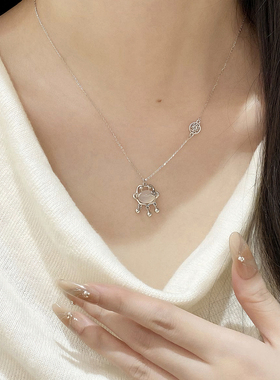 猫蛰S925纯银祥云平安锁玉髓项链