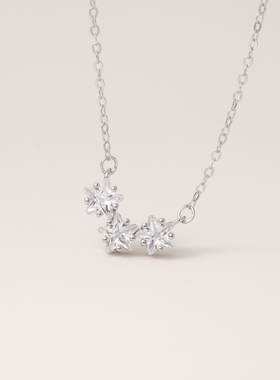 猫蛰S925纯银五角星闪锆石项链