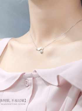 猫蛰女生纯银猫咪项链