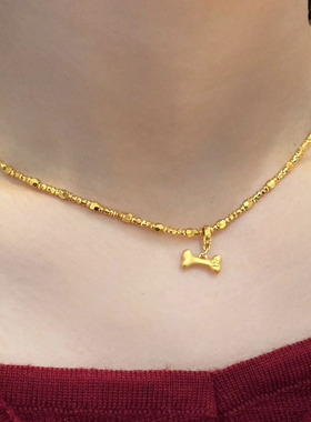 沙金Pet宠物狗系列吊坠蝴蝶结挂件沙金轻奢高级手链DIY配件送礼