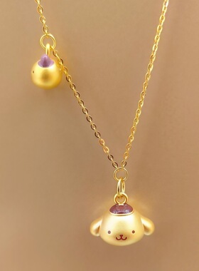 新款沙金可爱布丁狗美乐蒂黄金色项链镀24k首饰套链女生饰品