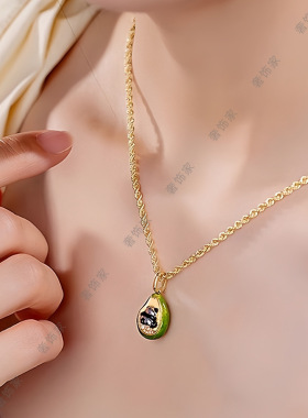 沙金春日百搭水果系列熊猫小提溜项链挂饰吊坠diy配饰品送礼女