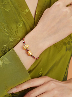 沙金宝贝祥瑞祝福富竹一生转运珠仿金手链串珠手串diy配件饰品