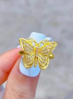 臻玉沙金强保色故宫系列玲珑花蝶葫芦黄金色点钻项链吊坠配件送礼