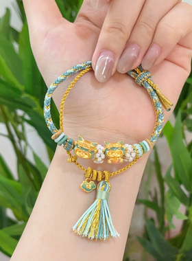 吞金堆堆国家宝藏黄金色转运珠荧光珐琅手链串珠项链吊坠