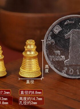沙金九层三通佛塔隔珠文玩分体塔头佛头配件手工手串珠diy配饰