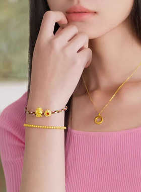 沙金十二生肖本命年小神仙痛金佛菩萨转运珠手链隔珠守护神手串