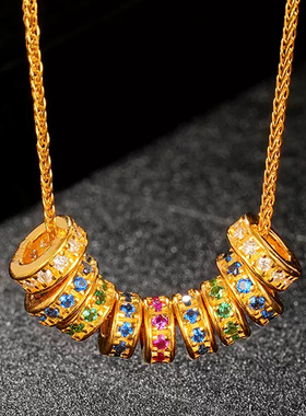 保色沙金点钻跑环转运珠DIY手链项链配件直切算盘隔片珠手串珠子