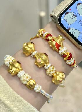 新款沙金布丁狗转运珠厨师国王可爱黄金色DIY配件手链项链串珠女