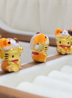 沙金珐琅HelloKitty手链转运珠吊坠kt猫可爱凯蒂猫串珠diy配饰女