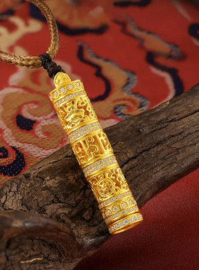 保色沙金八宝随身金佛吊坠观音菩萨守护黄金色项链佛头挂坠项饰品