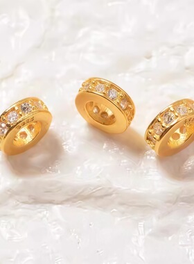 沙金手链保色黄金色直切珠手链跑环镶嵌转运珠隔桶珠串珠饰品配件